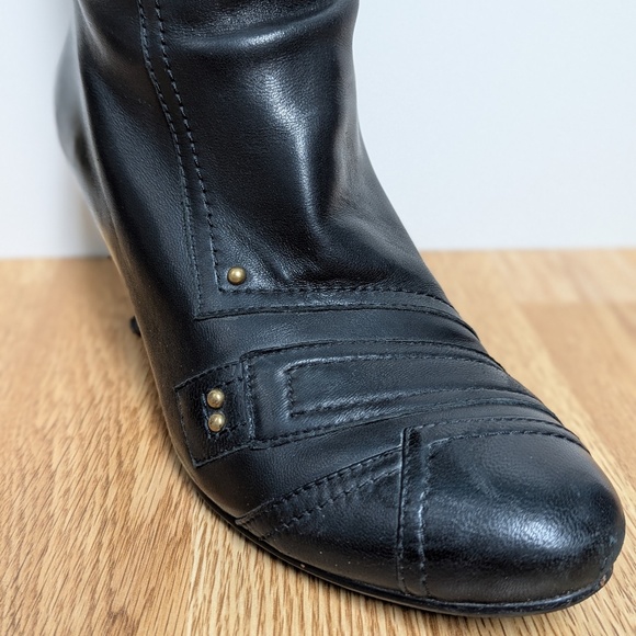 Miz Mooz Journey Black Leather Tall Boots 8.5 – Vintage – Heel Caps Worn - Picture 6 of 13